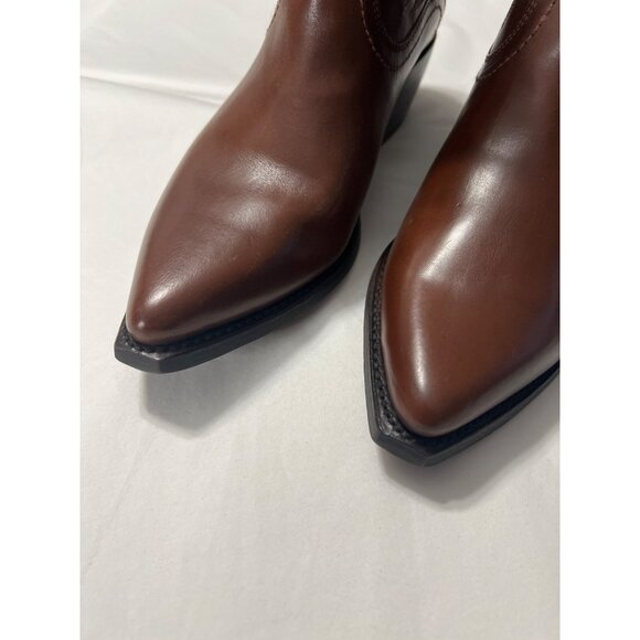 Frye Shane Western Short Boots Brown Leather Size 8 New With Box - Picture 3 of 13